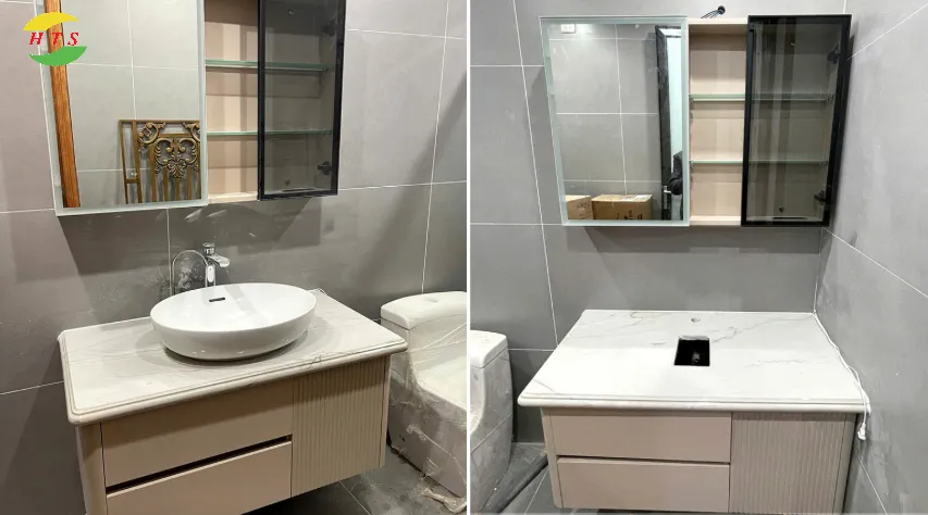 đá thạch anh ốp lavabo